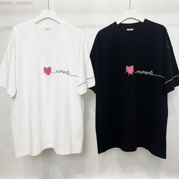 

the new vetements cartoon heart couple t-shirt white black oversized basic popular round neck tee