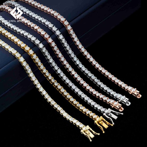 

fine jewelry 22k white gold yellow gold rose gold vvs diamond tennis necklace moissanite tennis chain, Silver