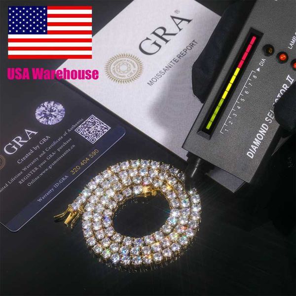 

usa warehouse fast delivery 925 sterling silver vvs moissanite diamond clustered tennis chain necklace