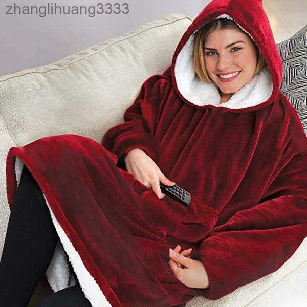 

lazy pajamas pullover tv blanket outdoor winter cold cloth hooded fleece warm comfortable clothing xg0011