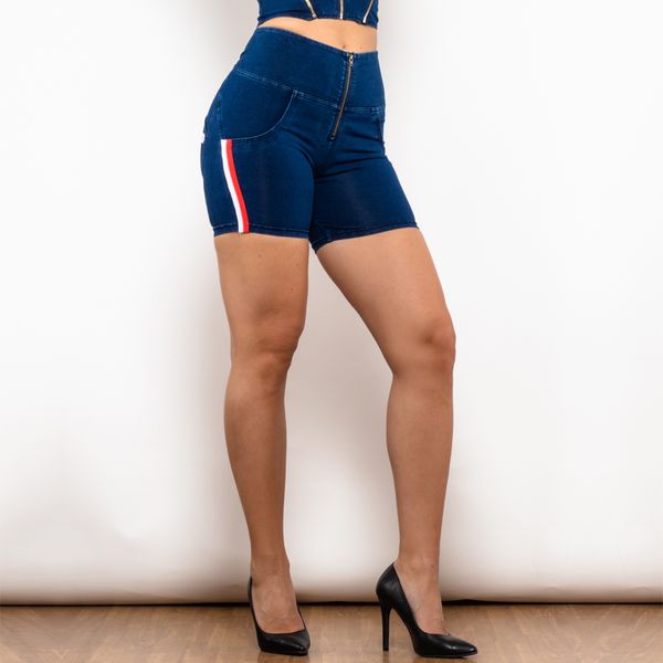 

shascullfites melody stripe scrunch bum lift dark blue shorts jeans girls denim shorts female shorts lady leggings, White;black