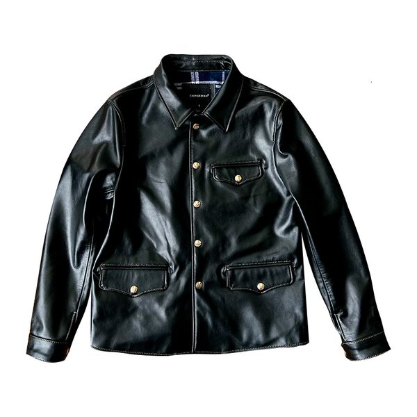 

men's jackets layer horseskin jacket lapel collar genuine leather casual single breasted motorcycle 230824, Black;brown