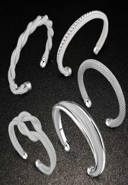 

promotion fashion 5 kinds women039s 925 sterling silver bangle bracelets jewelry mix 4 style 925 silver shining women039s ba1441125, Black