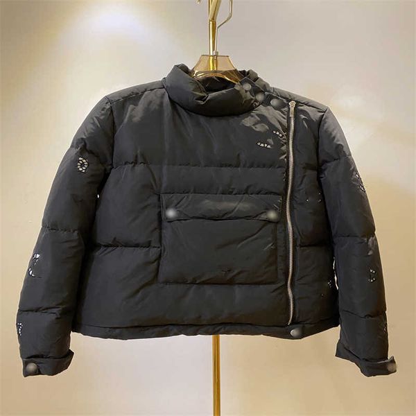 

men's jackets french style autumn and winter new style small incense letter stand collar zipper pocket short style fried street down ja, Black;brown