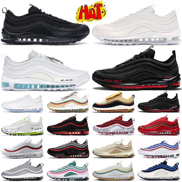

97 men women running shoes 97s designer mens trainers triple black white jesus sean wotherspoon bred undefeated game royal men women outdoor