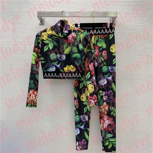 

fashion print gym set women long sleeve tracksuits yoga with pad elastic waist slim leggings233m, Black