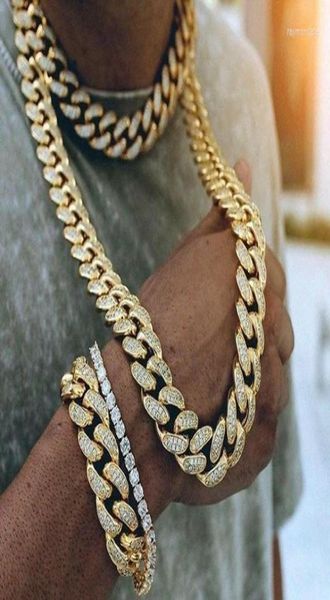 

link chain punk collar statement necklace women gold color miami curb plastic cuban iced out rhinestone rapper bracelet men hip ho8418403, Black
