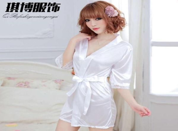 

satin comfortable fun pajamas women039s silk glossy nightgown thong two fun underwear49552784107964, Black;white