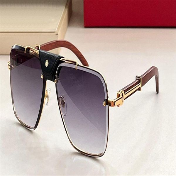 

new fashion design square sunglasses 8200768 metal frame cut lens black calfskin bridge simple and popular style outdoor uv400 pro272m, White;black