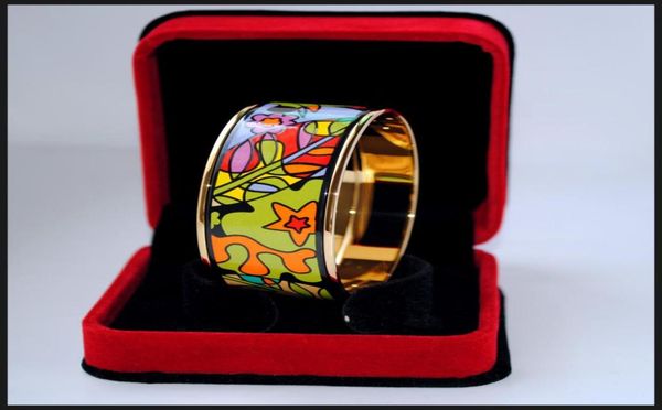 

dream garden series 18k goldplated enamel bangle bracelet for woman bracelets bangles width 30 mm fashion jewelry as 1462055, Golden;silver