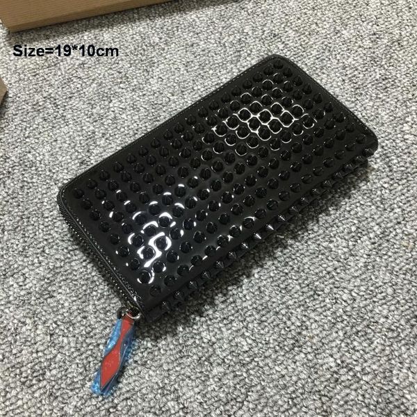

famous men wallets fashion single zipper luxury bags designer women genuine leather wallet lady ladies long purse red bottom rivet wallets, Red;black