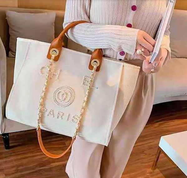 

designer large capacity beach bags luxury pearl tote seaside ladies shoulder handbags shopping bag fashion duffel bags handbag wallet 40*22*