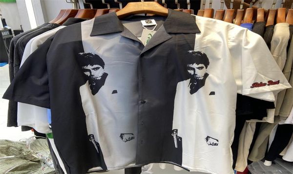 

real pics shirts men casual 2022 summer patchwork shirt button hawaii vintage2912749, White;black