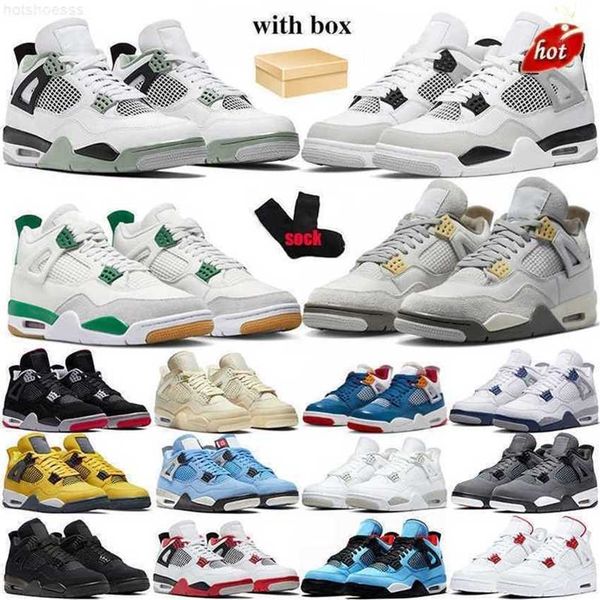 

2023 og with box 4 basketball shoes pine green men women 4s black cat messy room red cement pn dust military black thunder