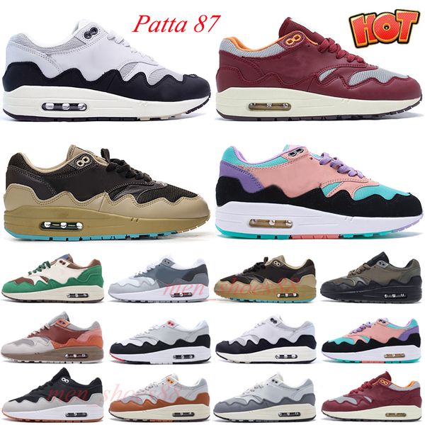 

men women 1 87 running shoes baroque brown patta x white trainers outdoor sports sneakers 36-45 with box