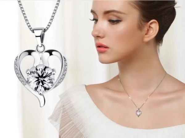 

925 sterling silver jewelry fashion women lovely beautiful pendant necklace korean jewelry whole itemzz, White