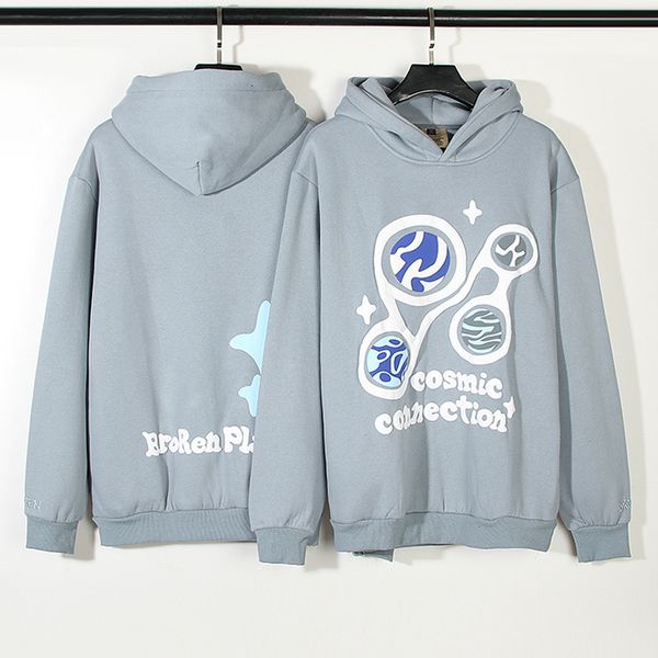 

men's tracksuits real po loose broken planet hoodies vintage foam graffiti hooded sweatshirts daily casual couple pullovers 230824, Gray