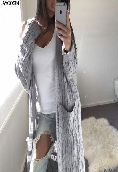 

jaycosin new autumn winte women cardigan long sleeve hooded solid knitted 2019 female keep warm sweater open stitch coats 9822 t205270142, White;black