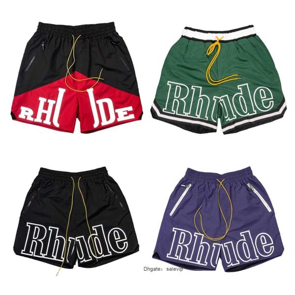 

summer mens shorts fashion casual leathier knee length loose skateboard hip hop swim pants beach rhude pocket quality zipper short asian siz, White;black