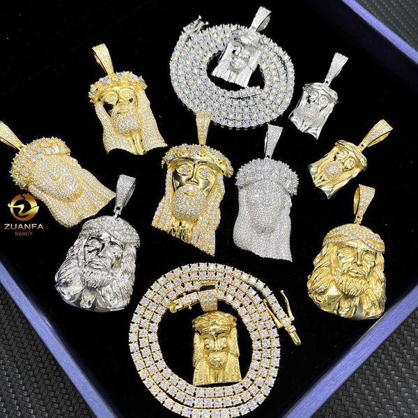 

gra certificate baguette moissanite jewelry 925 silver hip hop iced out jesus custom necklace pendant
