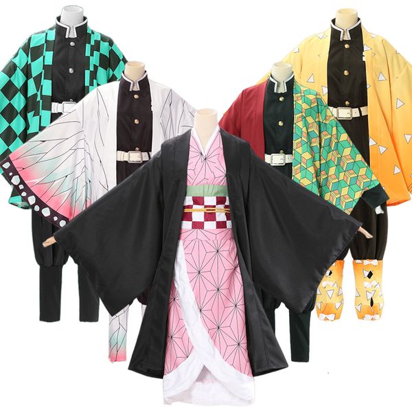 

cosplay kids demon slayer cosplay nezuko agatsuma zenitsu kochou shinobu cosplay costume kimono suit kimetsu no yaiba halloween clothing 230, Blue