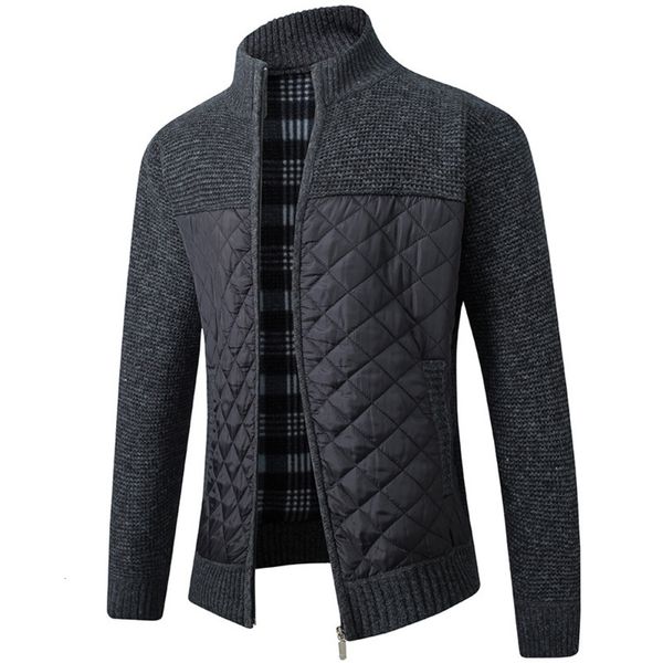 

men's sweaters 2023 autumn winter mens jacket slim fit stand collar zipper men solid thick warm sweater 230823, White;black