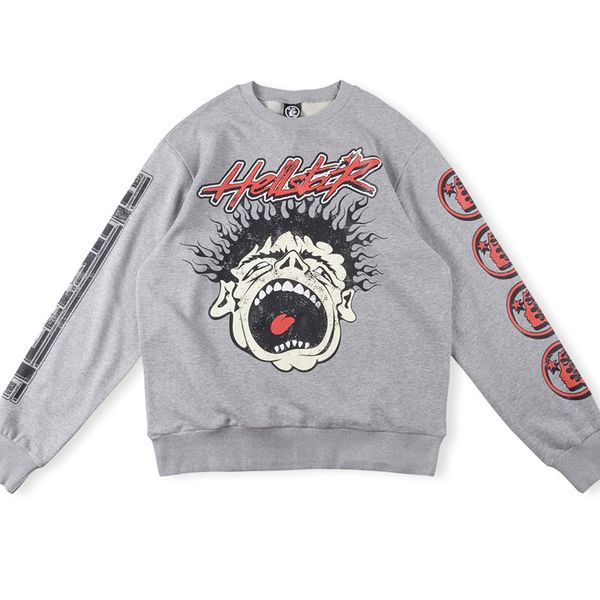 

men's tracksuits autumn and winter terry cloth funny printing men and women's high-quality round neck pullover 230824, Gray