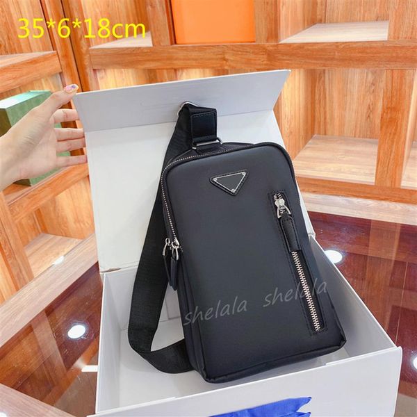 

man woman chest bags designers crossbody cycling waist bag medium size purses zipper pockets triangle pattern273v