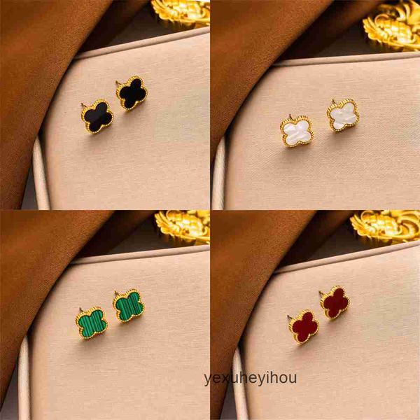 

18k gold plated luxury designer stud earring 4/four leaf clover jewelry fashion charm studs wedding gift ug6, Golden;silver