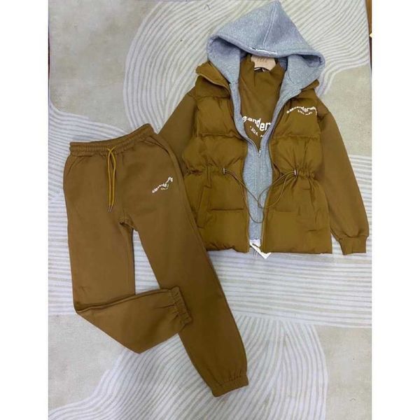 

women's two piece pants fashion brand autumn and winter new style vest fake sets of design sweatwear plush casual sports pants women&#0, White