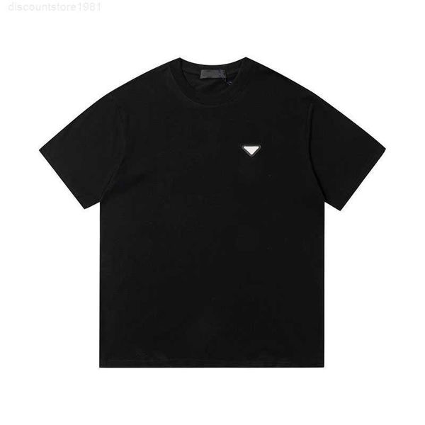 

summer men's designer t-shirt pure cotton solid color short sleeve luxury inverted triangle shirt technology tees women prad clothing, White;black