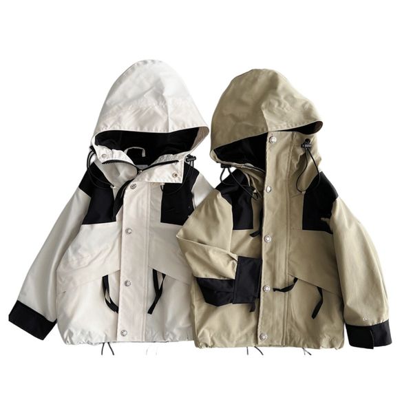 

ins kids letter embroidery tench coat fashion boys girls zipper hooded long sleeve outwear 2023 autumn children casual ski-wear s0419, Camo