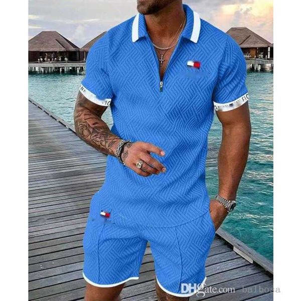 

plus size mens designer tracksuits luxury two piece set 2023 summer brand printed outfits cotton blend short sleeve polo t-shirt and shorts, Gray