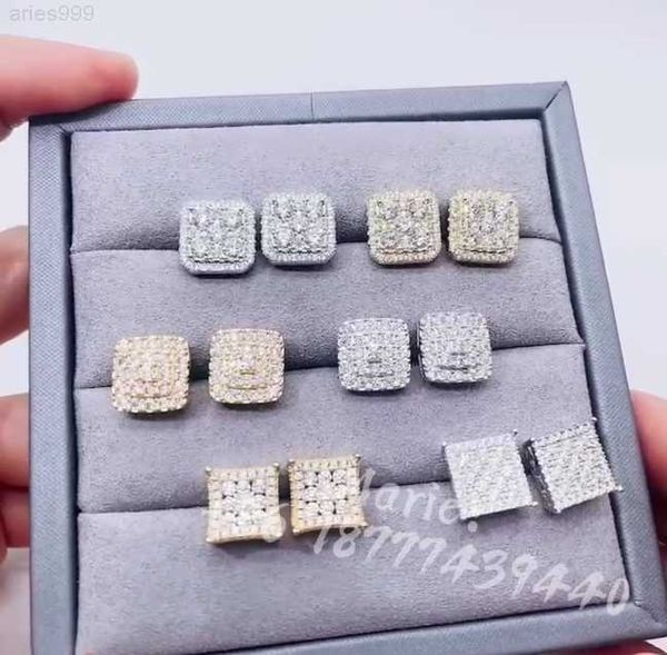 

ready to ship square shape melee moissanite s925 with moissanite earrings, Golden