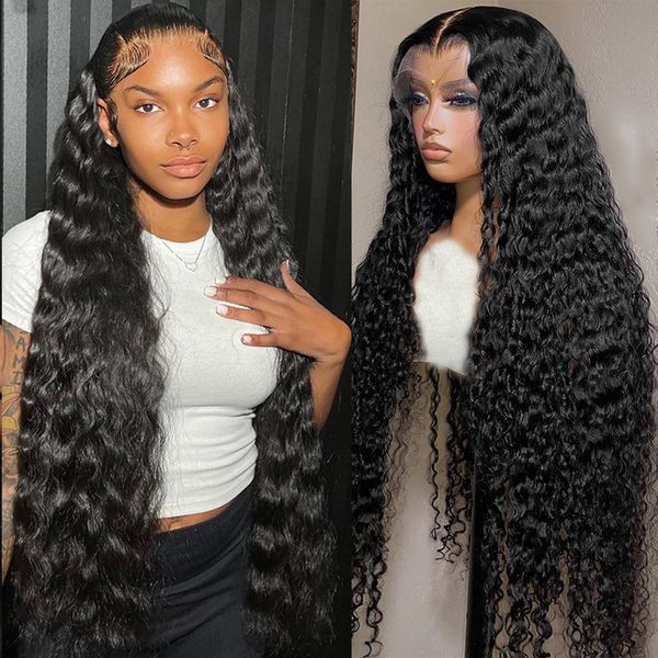 

30 40 Inch Transparent Water Wave Lace Front Wigs for Women 13x4 360 Loose Deep Wave Frontal Wig 13x6 Hd Lace Curly Human Hair, Light brown