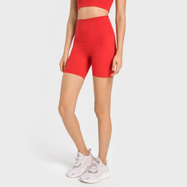 

l-351 pa66 yarn fabric stretch yoga pants high-rise shorts 6 length sweatpants no t-line tight short230q