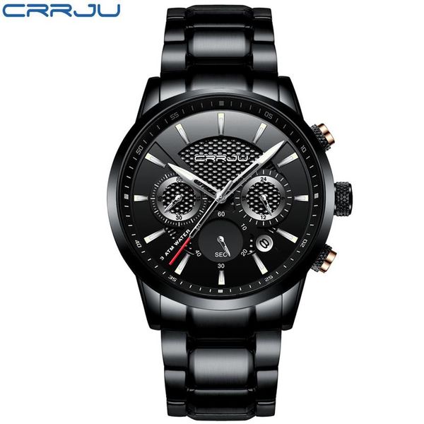 

crrju luxury men watch men quartz wristwatch stainless steel waterproof male clock wrist chronograph relogio masculino hodinky277e, Slivery;brown
