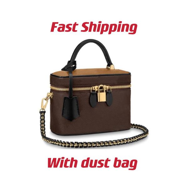 

cosmetic crossbody bag pm in 2 colors nice vanity kit as a trendy city bag in reverse canvas with its removable leather chain stra288n