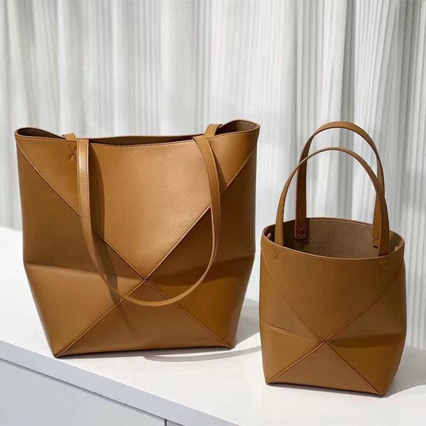 

niche new leather foldable tote bag, fashionable, large capacity, simple, casual, one shoulder crossbody portable bucket bag for women 23082