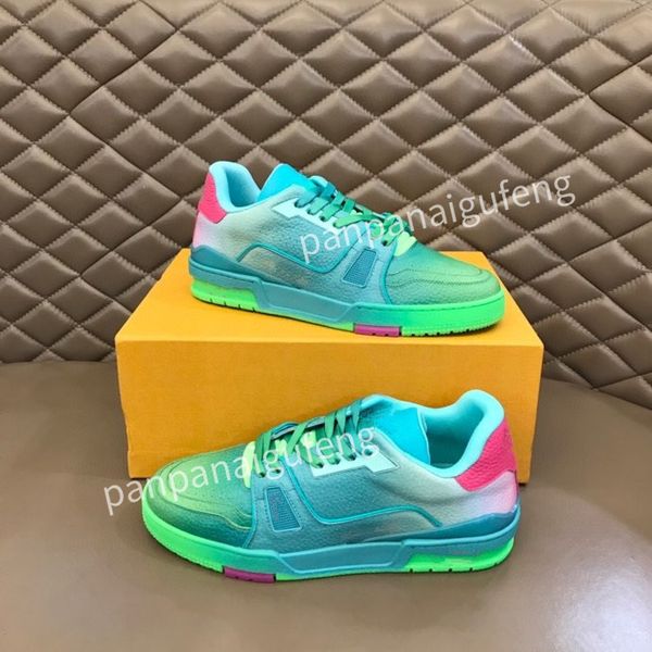 

2023 new designer sneakers calfskin casual shoes men women vintage trainer reflective sneaker mens platform shoe white womens leather traine, Black