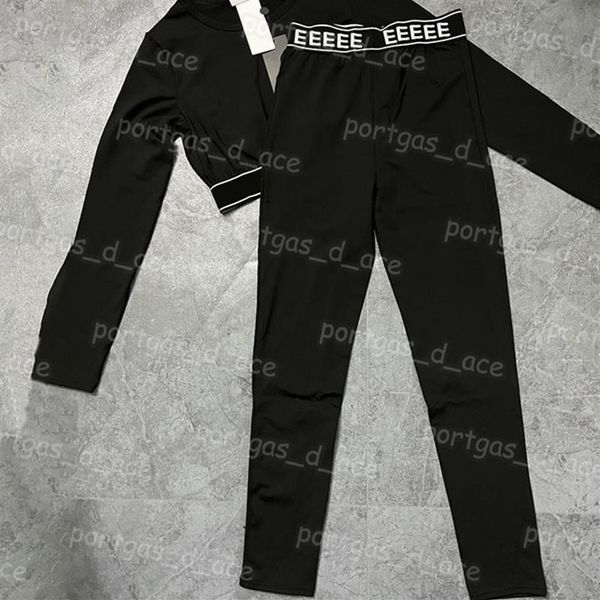 

letters women tracksuits luxury summer sleeveless sports yoga set vintage jogging running tank tight pants335n, Black