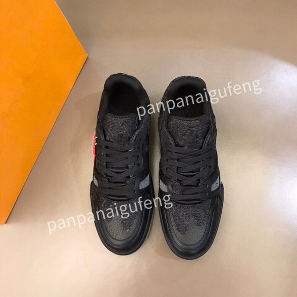 

new luxury designer sneakers calfskin casual shoes men women vintage trainer reflective sneaker mens platform shoe white womens leather trai, Black