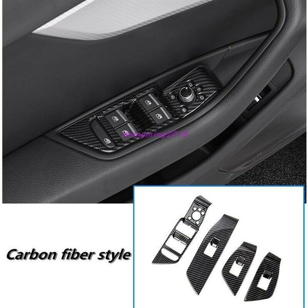 

carbon fiber interior window switch panel cover tirm for audi a4l b9 2017-2019241j