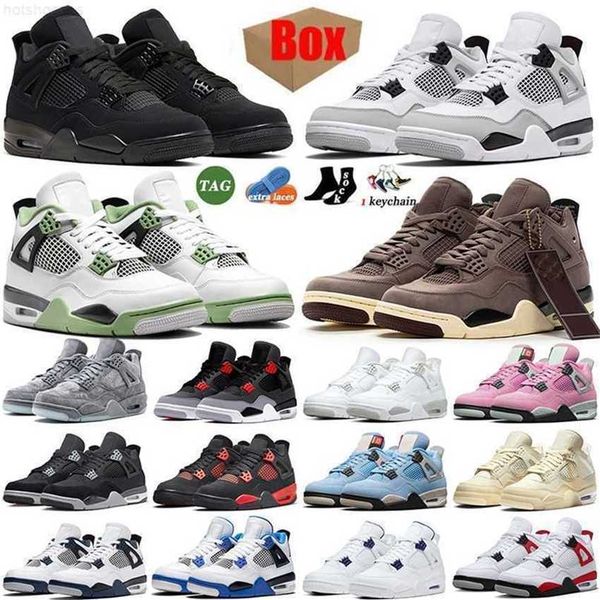 

with box jumpman 4s basketball shoes men women trainer pine green black cat unversity blue red thunder military black taupe haze white oreo