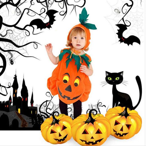 

halloween baby cosplay pumpkin costume makeup ball witch performance costume pumpkin hat set children's pumpkin costume, Blue