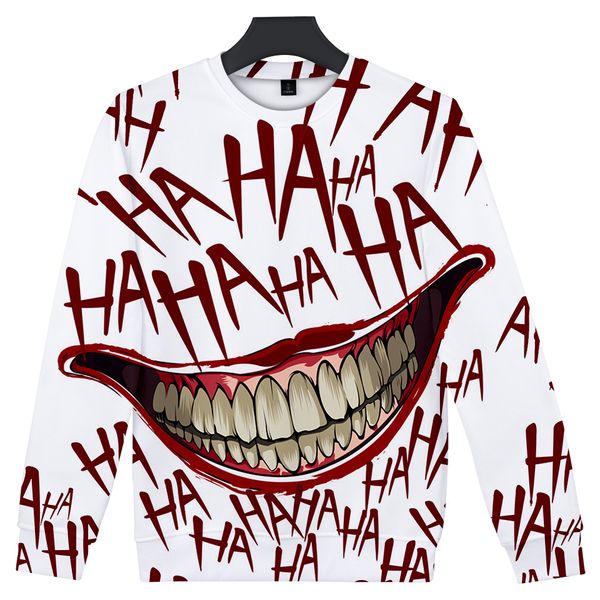 

selling funny 3d hoodies sweatshirts halloween crazy smile pullover hoodie sweatshirt fashion tracksuit cool clothes, Black
