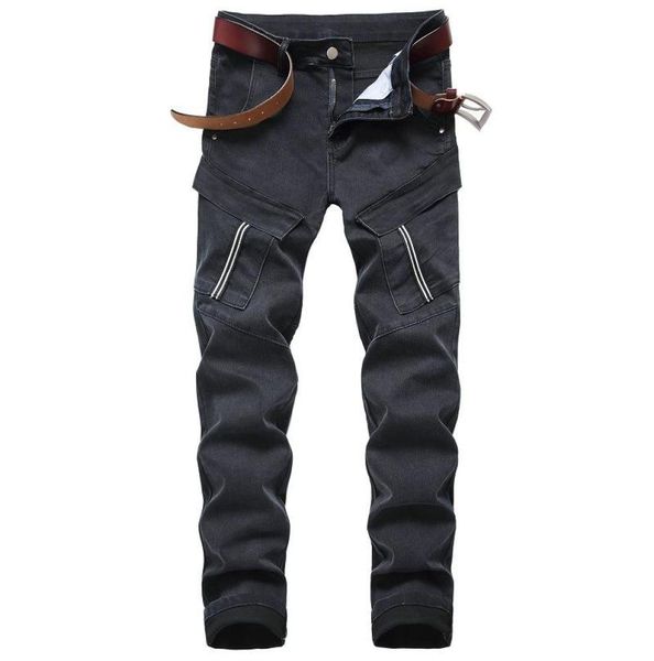 

mens zipper hip hop trousers pencil pants solid fashion ripped hole distressed jeans streetwear male skinny slim jeans1026796, Blue