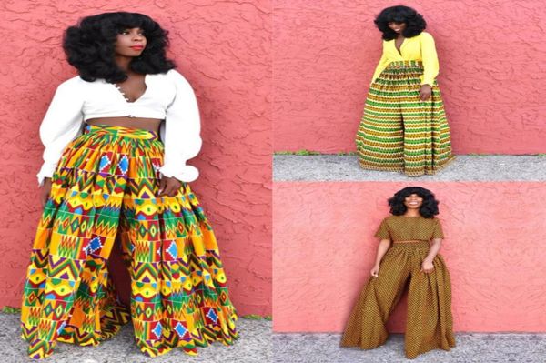

african 2020 news ladies clothes dashiki print trousers wide legs bazin female high waist pants ankara african dresses for women t7778175, Black;gray