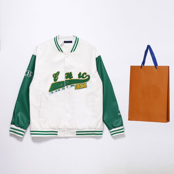 

designer jacket men's coat men's school team leather baseball coat men's and women's retro embroidered letter patchwork, Black;brown