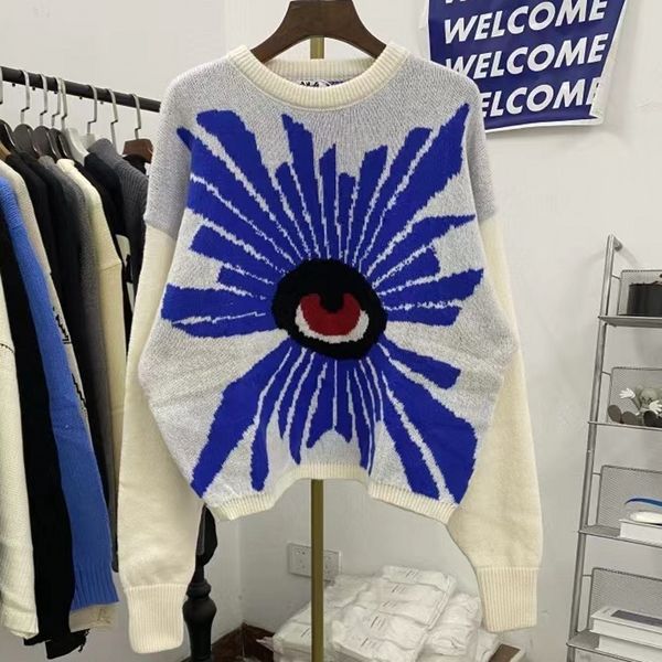 

men's sweaters winter men women 3d stereo eyes casual sleeve house of errors sweater knit sweatshirts 230823, White;black